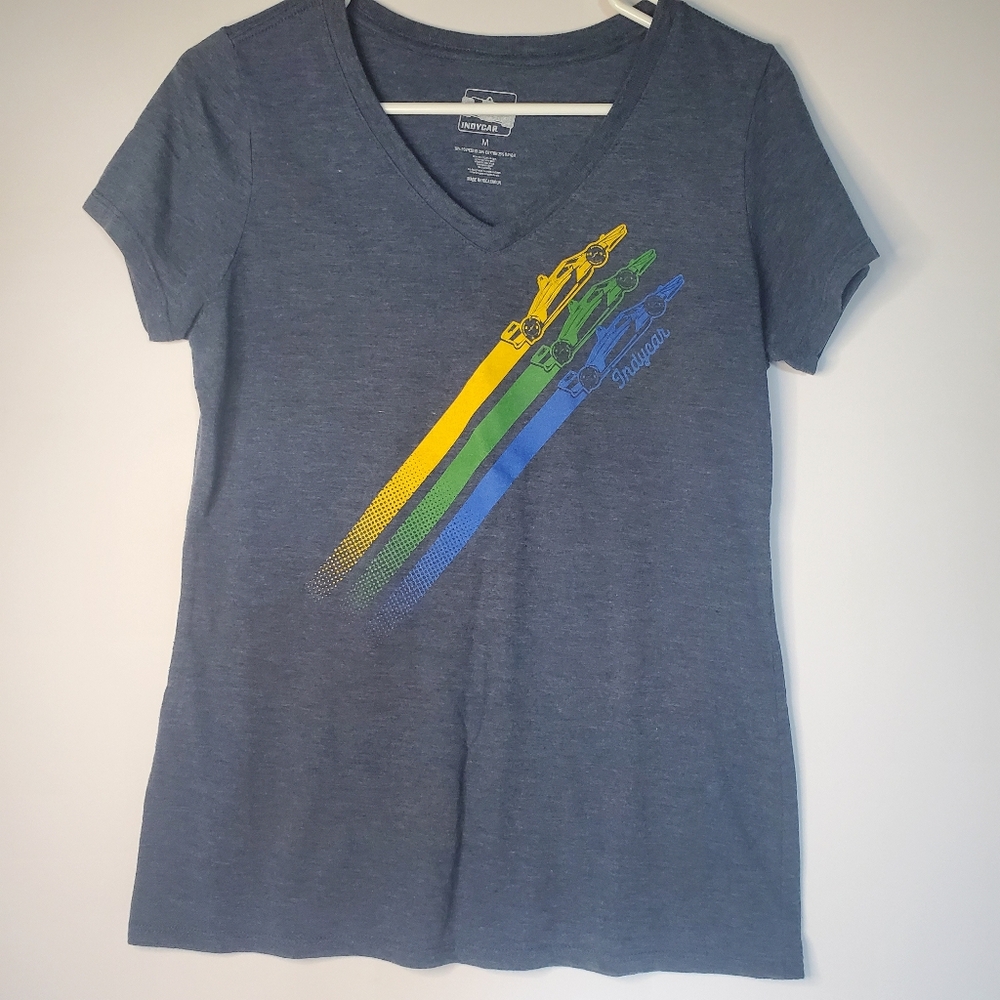 Indycar, Women Tshirt, Size M, Blue, Indianapolis 500, V-neck, Women's Fit